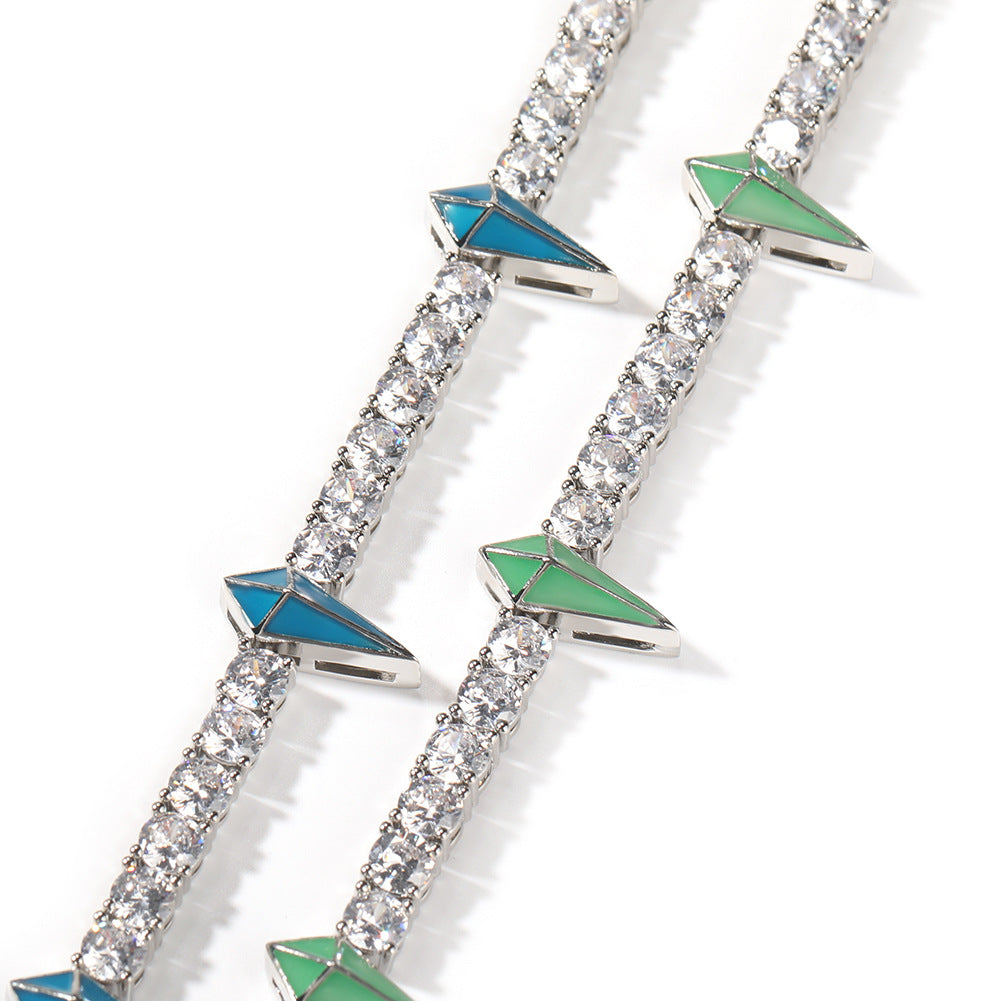 Unisex Black Cubic Zirconia Arrow Chain Necklace Hip Hop Statement Pendant Chain product image