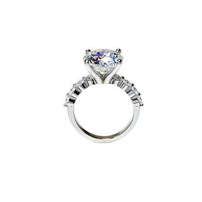 Moissanite Ring for Women, 3 Carat & 5 Carat Round Solitaire Halo Style Engagement Ring