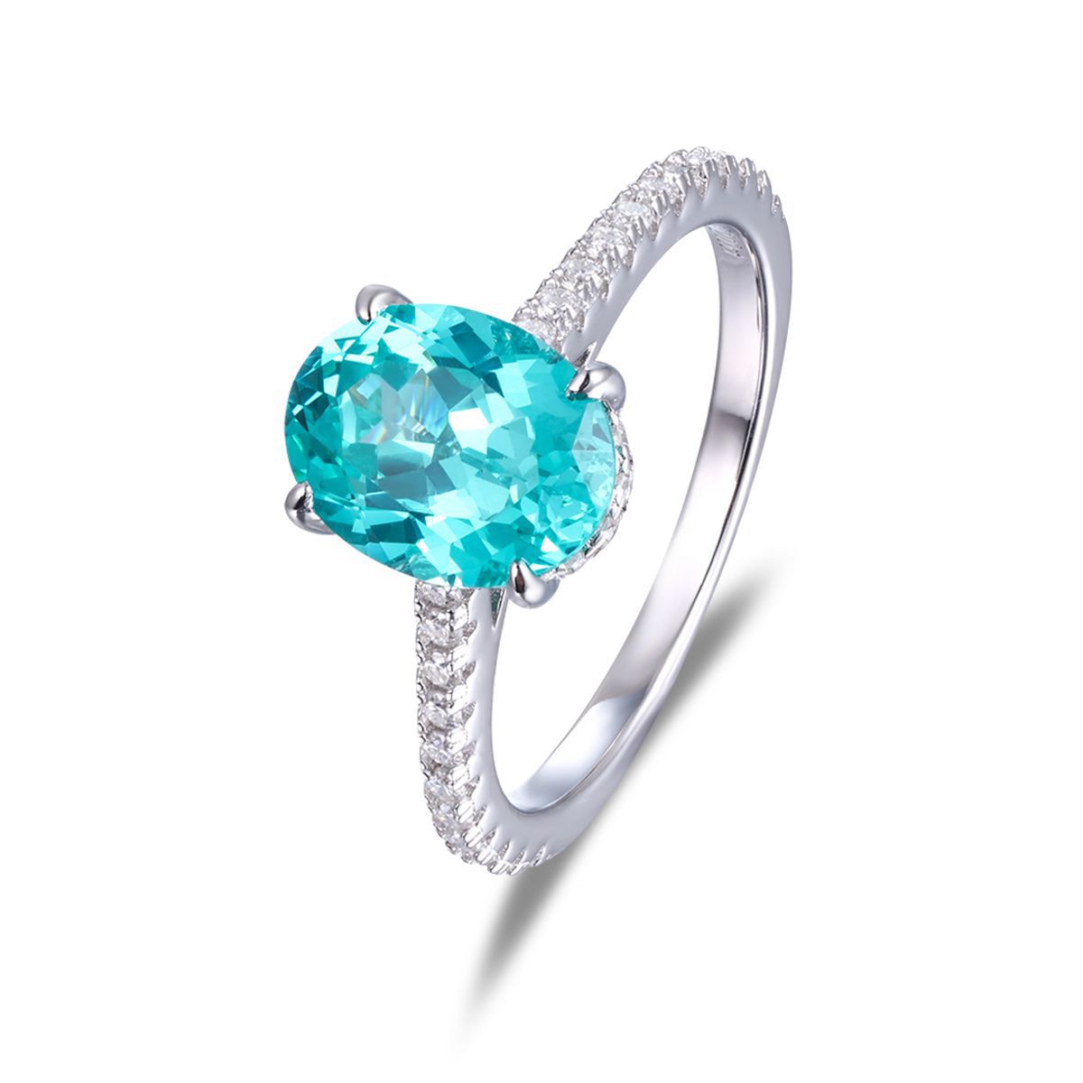 Oval Blue Green Ring, 18k Gold Plated Promise Ring, 925 Silver Band, Viral Gift Ring product image