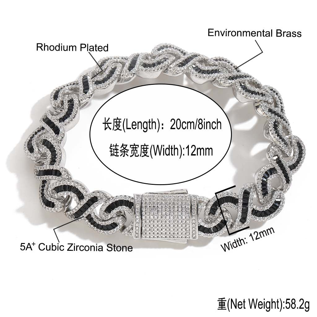 Hip Hop Heart Cuban Link Cubic Zirconia Necklace for Men