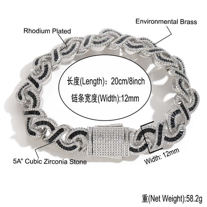 Hip Hop Heart Cuban Link Cubic Zirconia Necklace for Men