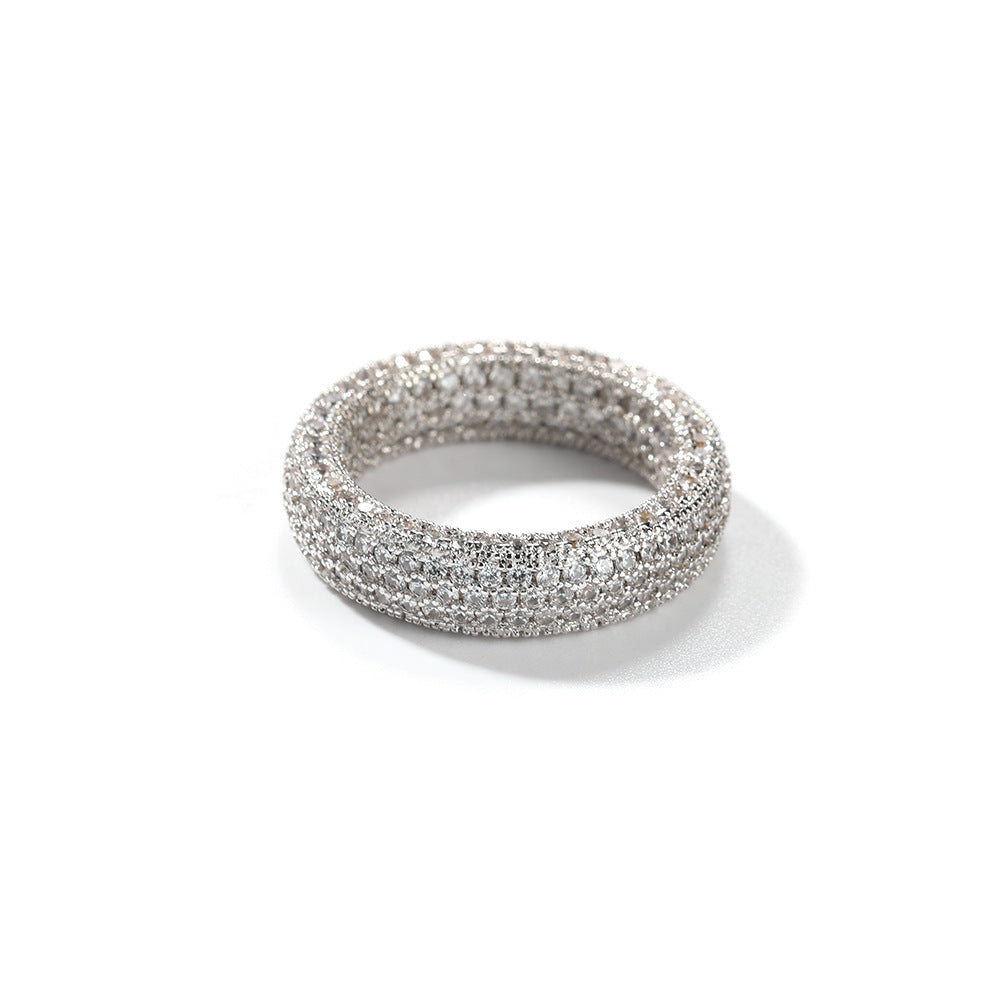 Men’s Iced Out Circular Band Ring with Cubic Zirconia in Gold, Silver & Rose Gold