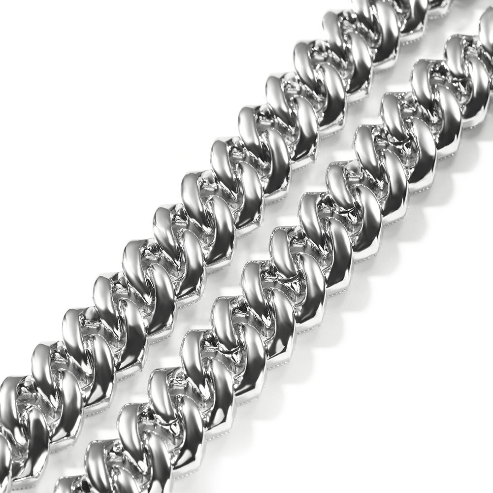 Men’s Iced Out Cuban Link Chain Necklace & Bracelet Set with Cubic Zirconia, Gold or Silver Tone, 20MM Statement Jewelry