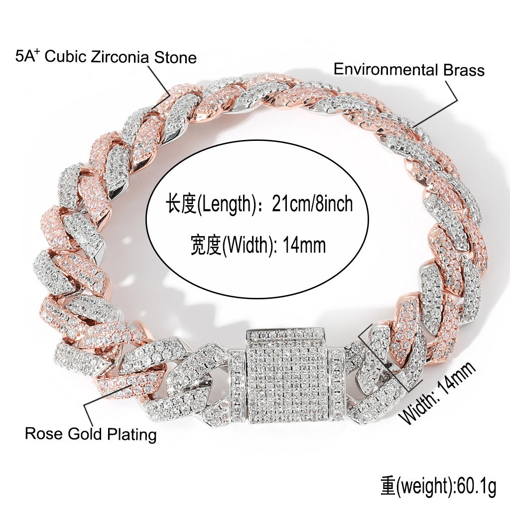 Hip Hop Cuban Link Copper Bracelet for Men