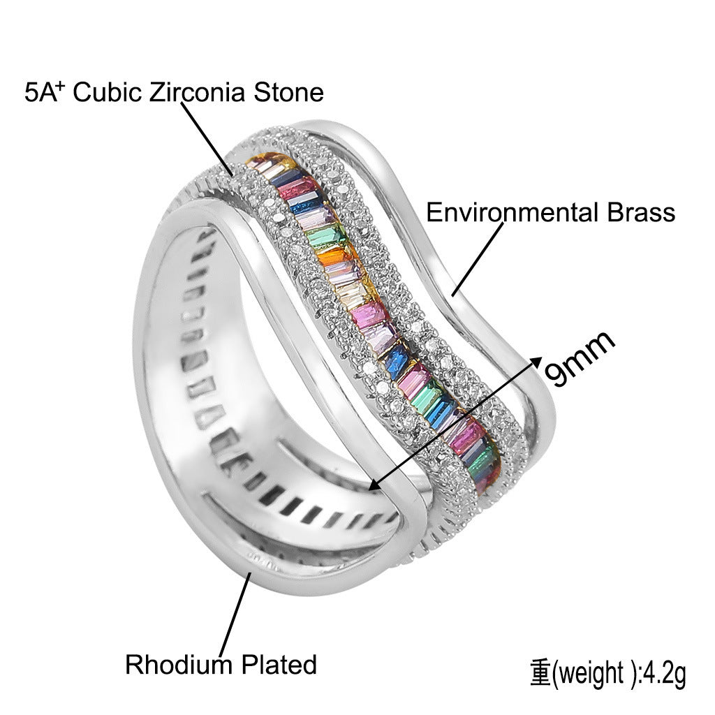 Hip Hop Geometric Cubic Zirconia Ring for Men