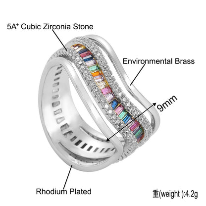 Hip Hop Geometric Cubic Zirconia Ring for Men