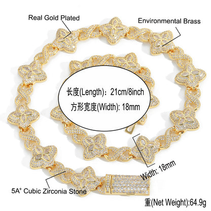 Hip Hop Diamond Shape Cuban Link Cubic Zirconia Necklace for Men