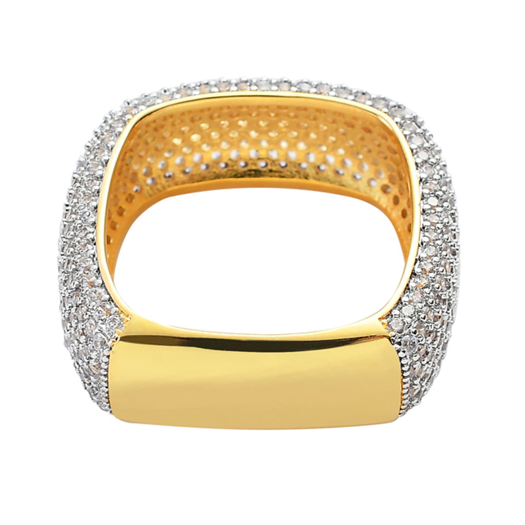 Light Luxury Minimalist Square Cubic Zirconia Ring for Men