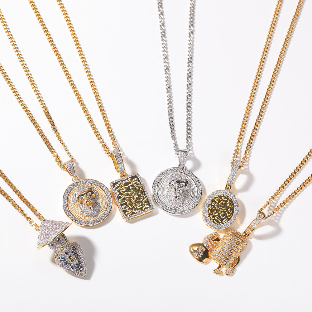 Iced Out Micro Pave Cubic Zirconia Hip Hop Pendant Necklace with 60cm Twist Chain product image