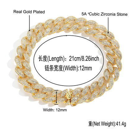 Light Luxury Cuban Link Bubble Cubic Zirconia Bracelet for Men