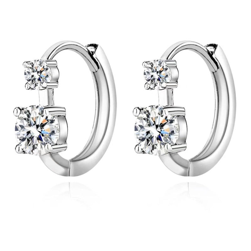 U-Shape Moissanite Ear Cuff Earrings, Clear or Color Stone Stud Earrings in White Tone or Rose Tone product image