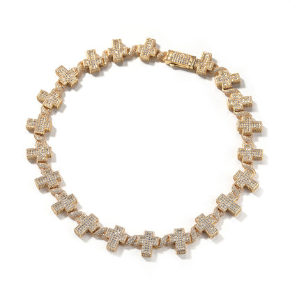 Iced Out Cross Chain Necklace for Women & Men - Cubic Zirconia Statement Pendant Necklace in Gold or Silver Tone
