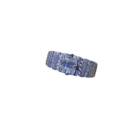 2 Carat Radiant Cut Moissanite Ring for Men in PT950, D Color VVS1 U-Shape Band