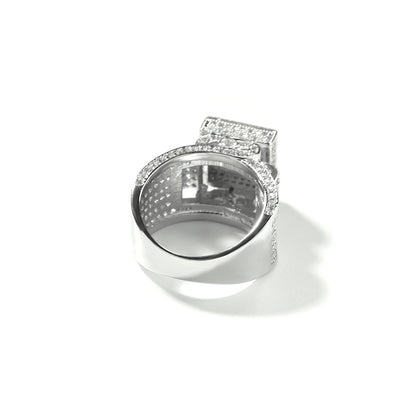Square Iced Out Couple Ring for Women & Men - Gold or Silver Plated Statement sparkle ring