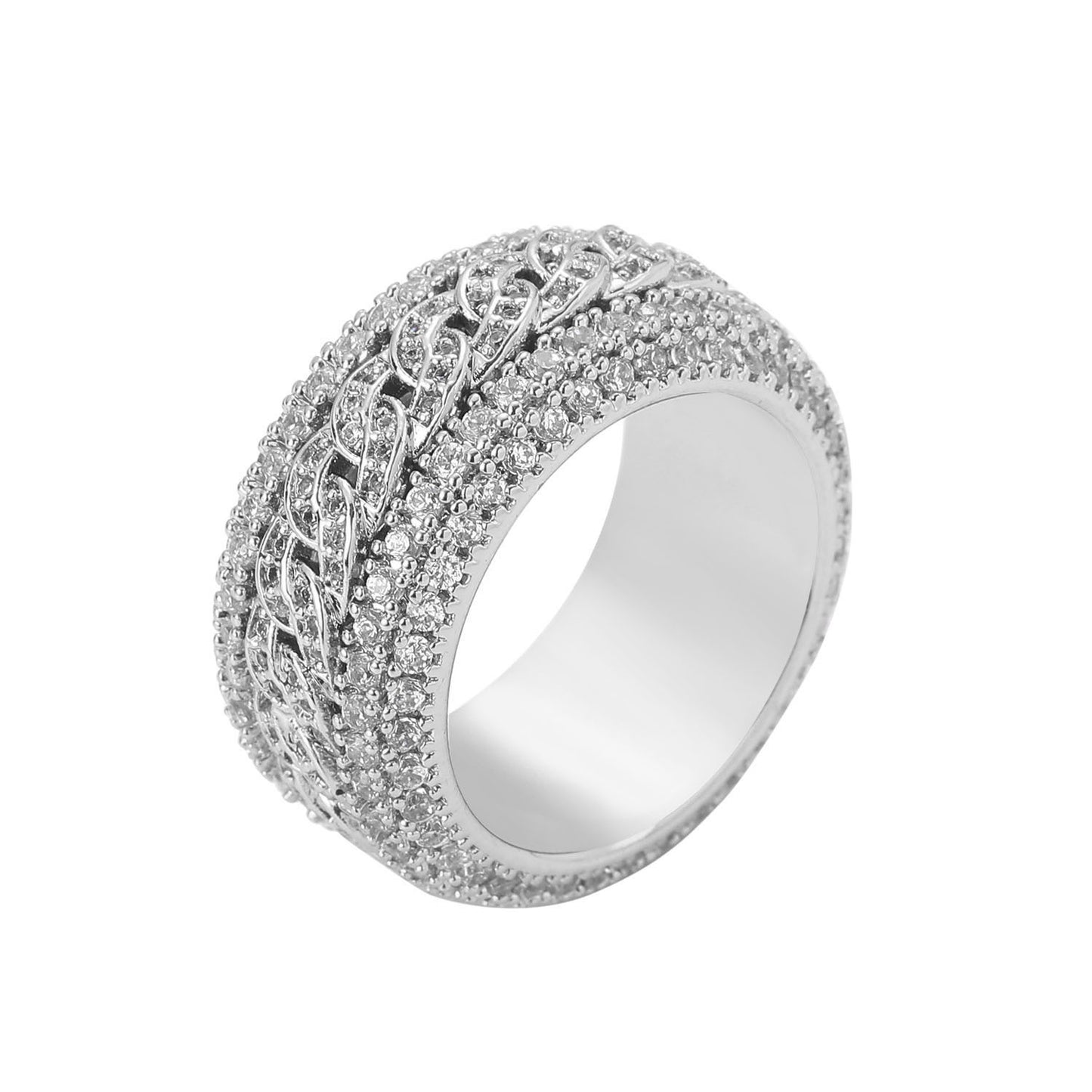 Light Luxury Cuban Link Copper Ring for Men