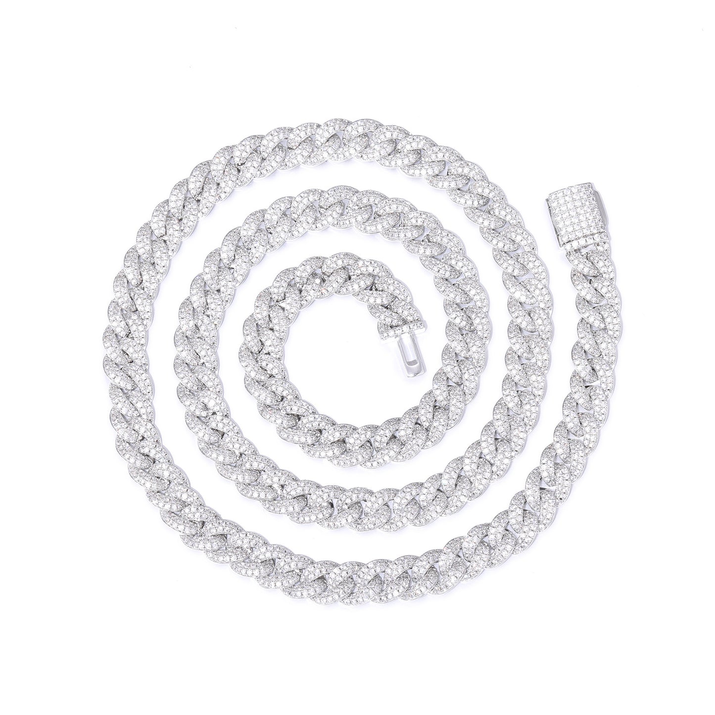 Iced Out Cuban Link Chain Necklace or Bracelet - Gold Plated Copper Jewelry with Cubic Zirconia for Men and Women product image