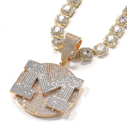 53mm Iced Out Initial Letter Pendant Necklace