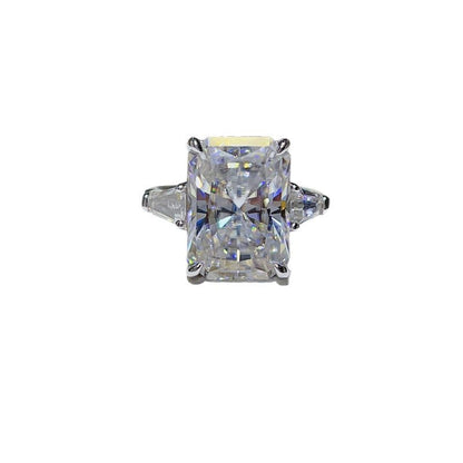 Radiant Cut Moissanite Three Stone Ring for Women, Geometric Rectangle Engagement Style Ring, 3CT 5CT 10CT, US Size 4-9