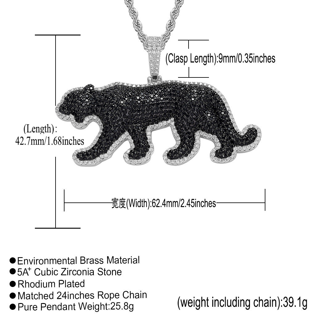 Hip Hop Panther Cubic Zirconia Pendant Necklace for Men and Women