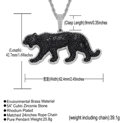 Hip Hop Panther Cubic Zirconia Pendant Necklace for Men and Women