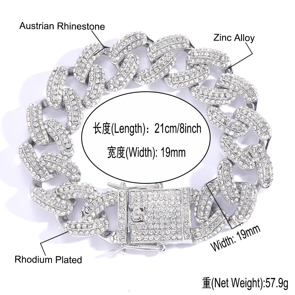 Hip Hop Cuban Link Alloy Bracelet for Men