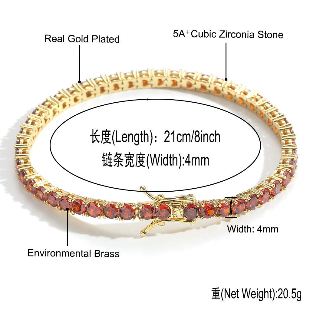 Hip Hop Light Luxury Tennis Chain Cubic Zirconia Necklace for Men