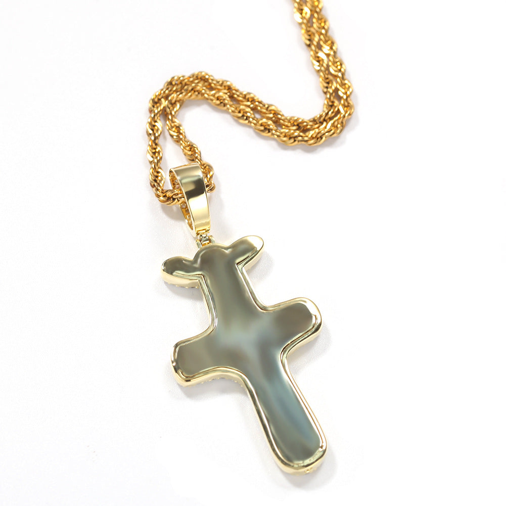 Iced Out Cross Pendant Necklace for Women and Men, Gold Plated or Silver Plated Cuban Twist Chain, Cubic Zirconia Hip Hop Statement Necklace