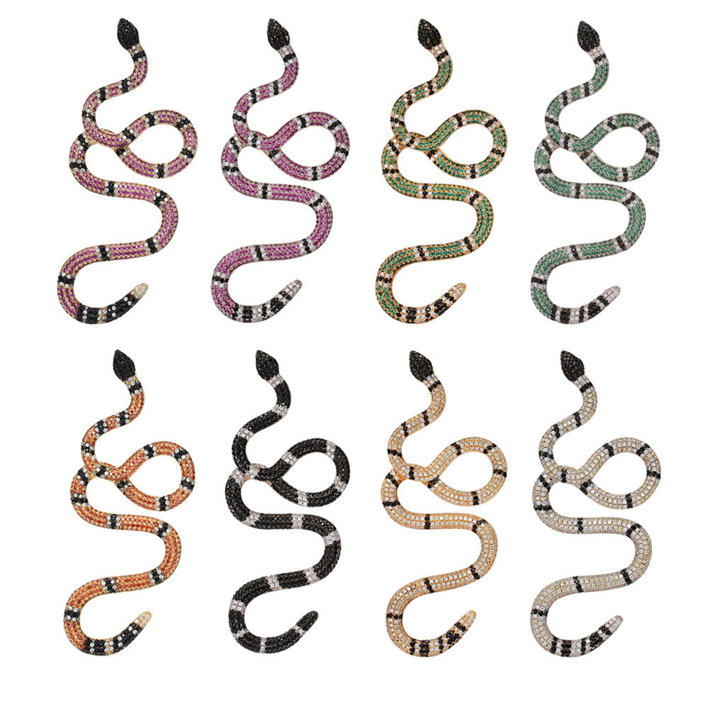 Hip Hop Snake Cubic Zirconia Pendant Necklace for Men and Women