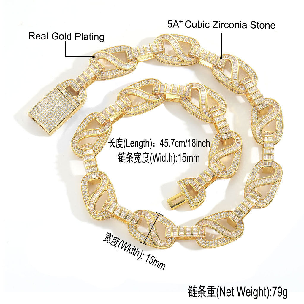 Hip Hop Fashion Cubic Zirconia Necklace for Men