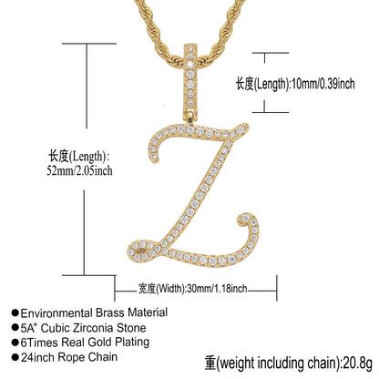Hip Hop Letter Cubic Zirconia Pendant Necklace for Men and Women