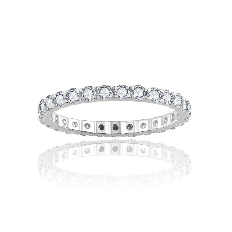 Round Moissanite Eternity Ring, S925 Silver Gold-Plated Stackable Wedding Ring for Women product image