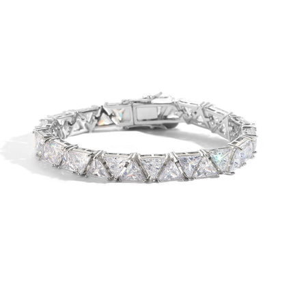 Minimalist Geometric Tennis Chain Cubic Zirconia Bracelet for Men