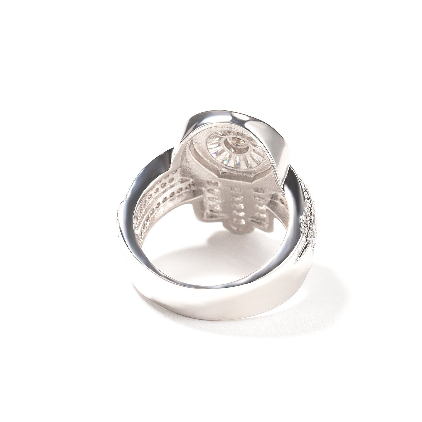 Men’s Iced Cubic Zirconia Statement Ring in Gold or Silver Tone – Hip Hop Hamsa Hand Band, Sizes 8-11