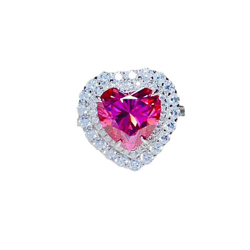 Pink Heart Moissanite Halo Ring for Women, 5 Carat Statement Engagement Ring product image