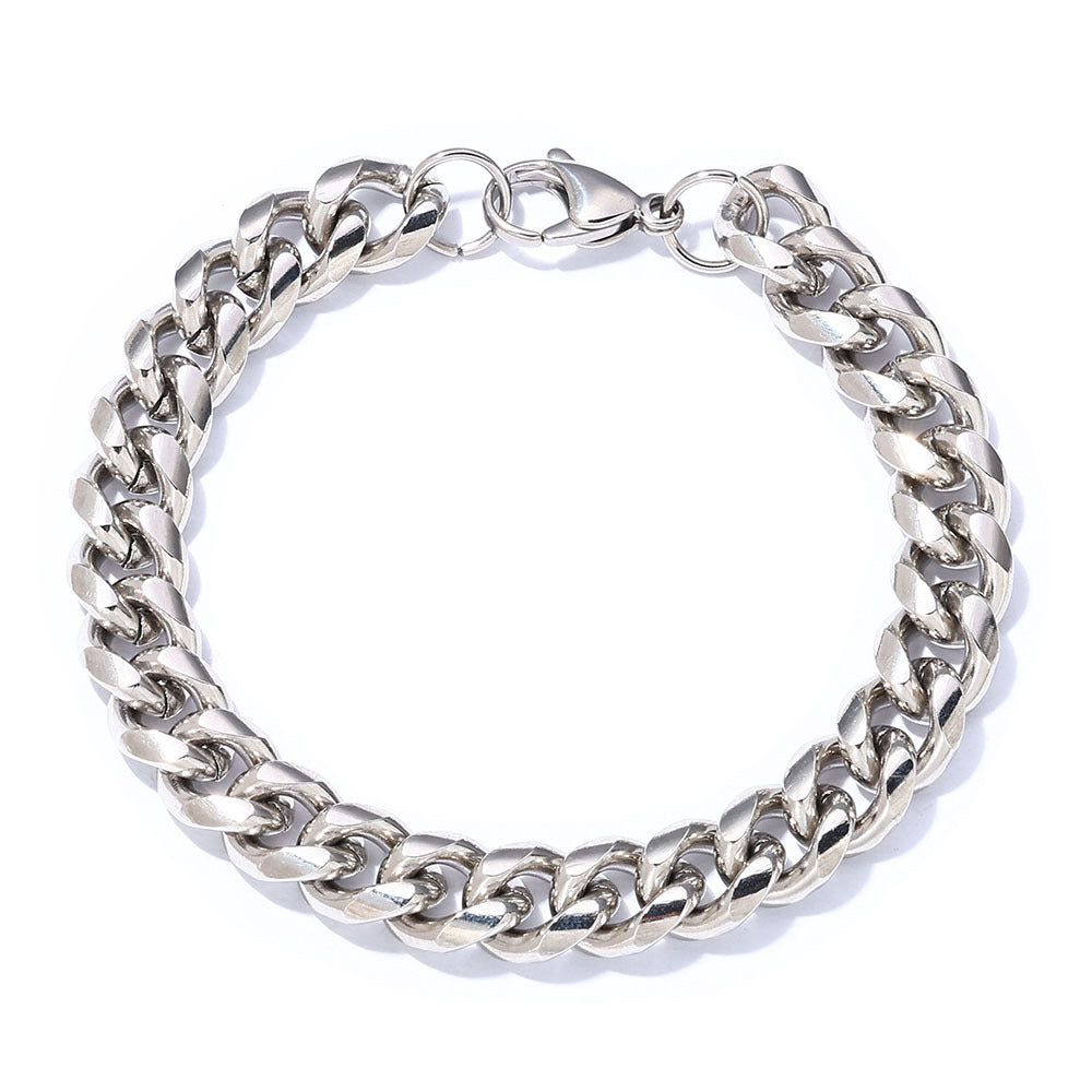 4-9 mm Faceted Polished Cuban Hip Hop Bracelet with Stainless steel Base - CHA163 product image