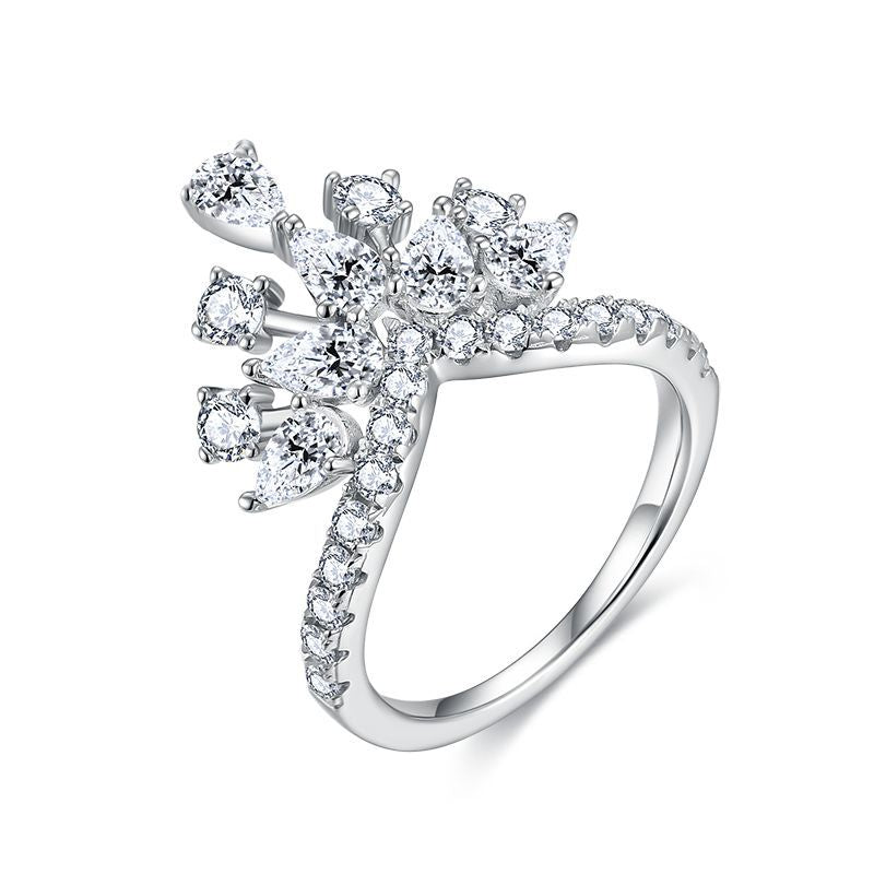 Moissanite Crown Halo Ring, S925 Silver 18K Gold Plated Tiara Stackable Ring for Women product image