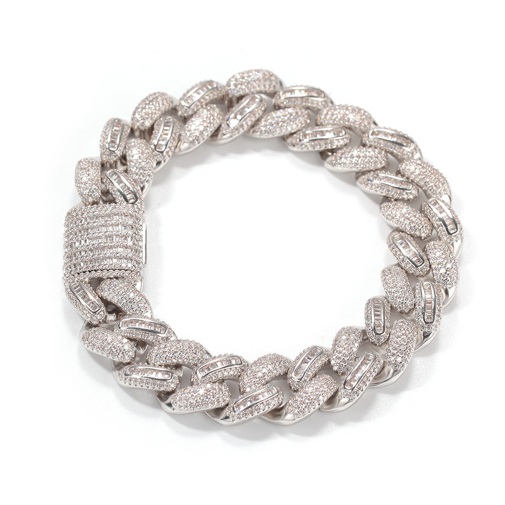 Iced Out Cuban Link Bracelet for Women & Men - Gold Plated or Silver Plated Cubic Zirconia Chain Bracelet, 7 Inch / 8 Inch Statement Jewelry