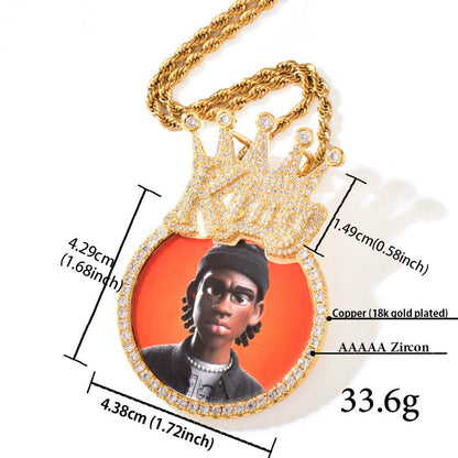 Custom Crown Photo Pendant Necklace