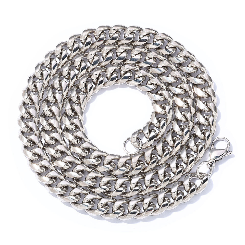 5-9 mm Polished Rounded Cuban Hip Hop Necklace or Bracelet with Stainless steel Base - CHA163 product image