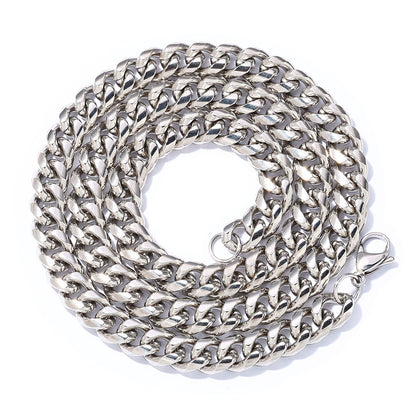 5-9 mm Polished Rounded Cuban Hip Hop Necklace or Bracelet with Stainless steel Base - CHA163