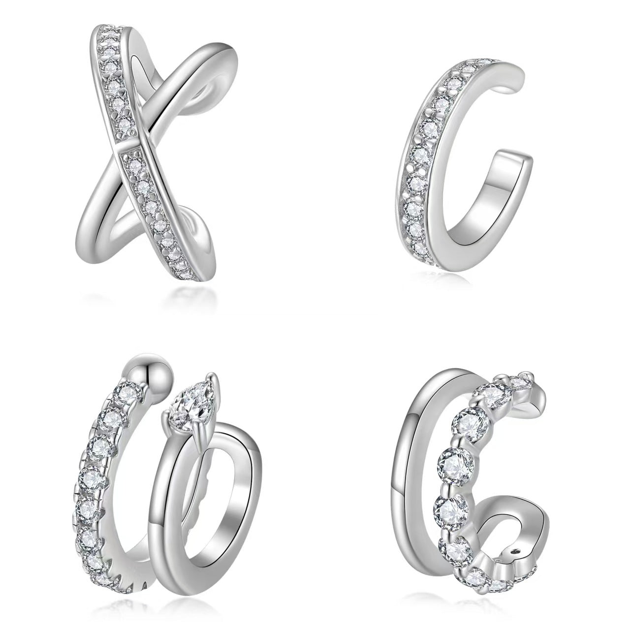 Non-Piercing Ear Cuff Set, 18K Gold Plated Ear Clip Earrings, Layered Cartilage Cuff with Sparkling Stones product image