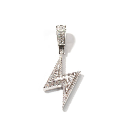Lightning Bolt Cubic Zirconia Pendant Necklace for Women – Hip Hop Statement Chain in Gold or Silver Tone