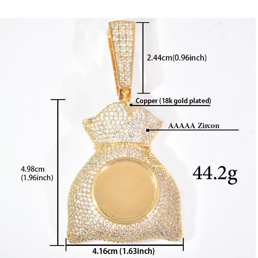 Unisex Hip Hop Money Bag Photo Necklace