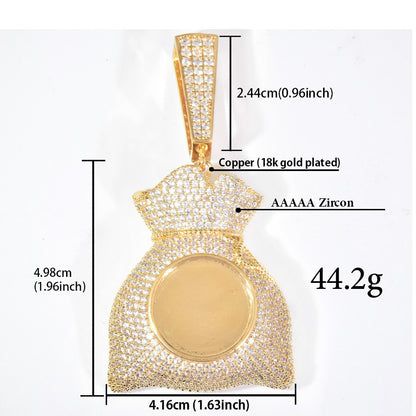 Unisex Hip Hop Money Bag Photo Necklace
