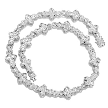 Cross Pendant Cuban Link Chain Necklace, Iced Out Hip Hop Jewelry for Men and Women