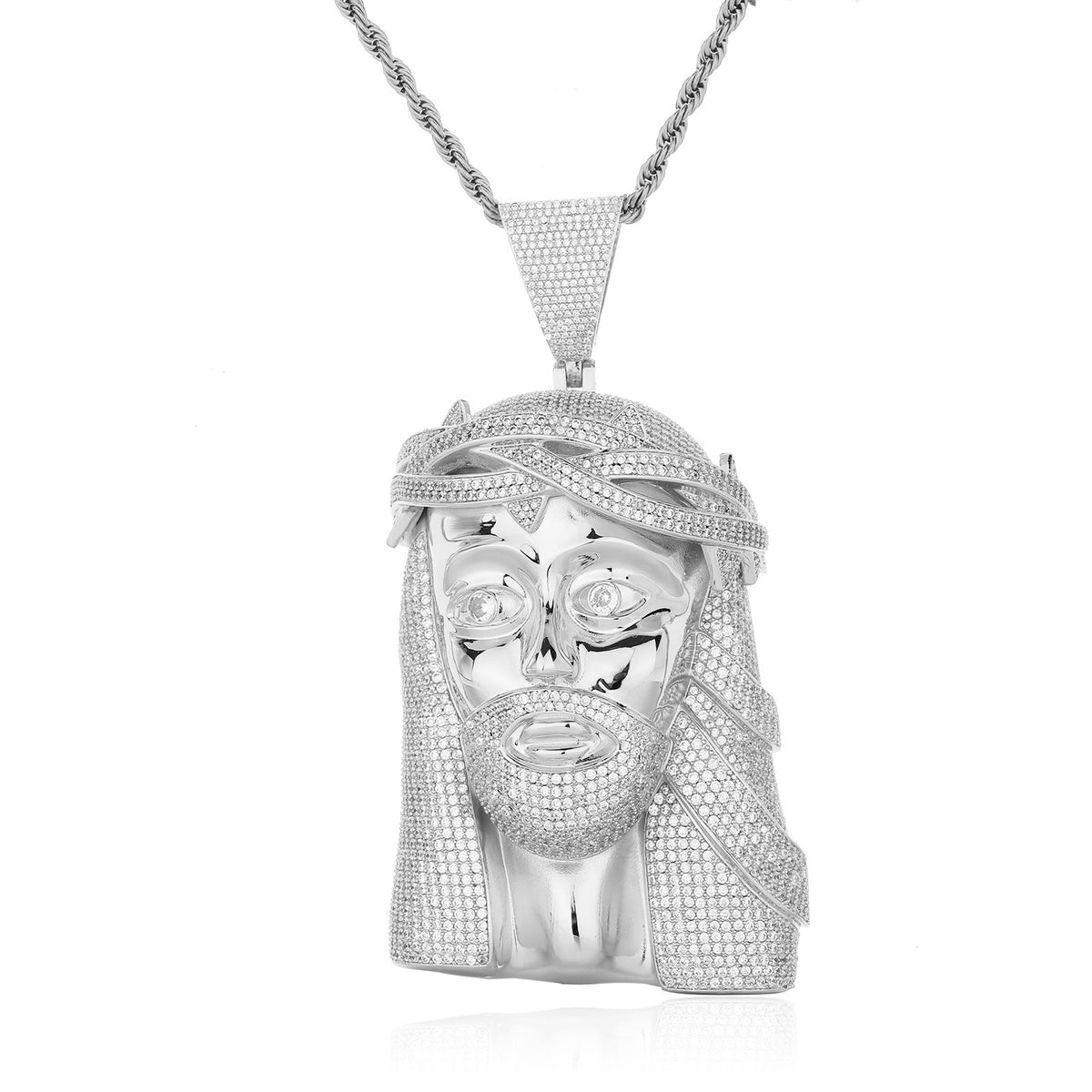 Hip Hop Cartoon Face Pendant Necklace, Pavé CZ Rope Chain, 24 Inch product image