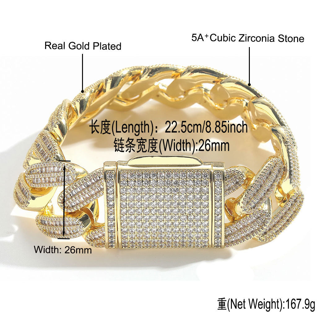 Hip Hop Cuban Link Copper Bracelet for Men