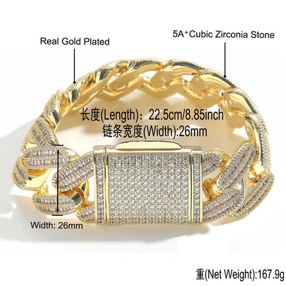 Hip Hop Cuban Link Copper Bracelet for Men