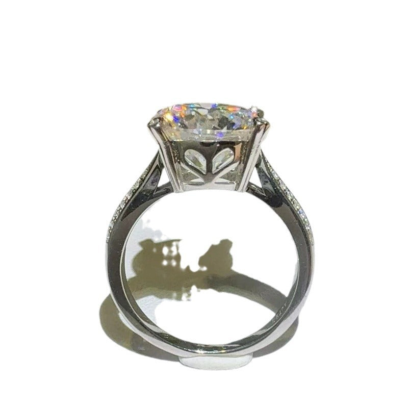 5 Carat Moissanite Ring for Women, Four-Prong Solitaire Engagement Ring with Pavé Band product image