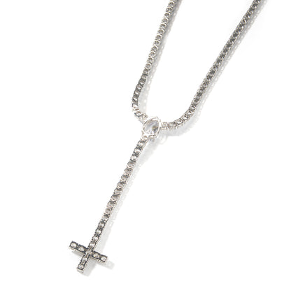 Iced Out Cross Pendant Necklace for Men and Women, Cubic Zirconia Chain Necklace in Gold or Silver Tone, 20 Inch Statement Hip Hop Jewelry